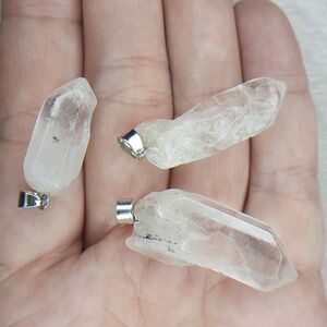 3pc Clear Quartz Point Pendants #2